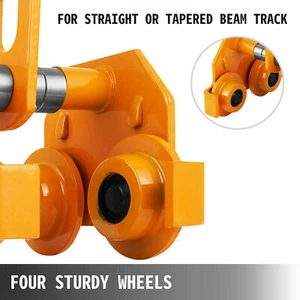 1T Steel I-Beam Push Beam Track Roller Trolley For Overhead Garage -Hoist 2200LB - Picture 1 of 12