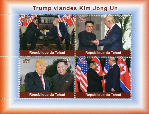 Chad US Presidents Stamps 2018 CTO Donald Trump Visits Kim Jong Un Korea 4v M/S Cover