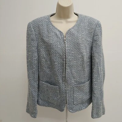 Casual Corner Womens Blazers Jacket Blue White Long Sleeve Casual Ladies Size 16 - Image 1 of 4