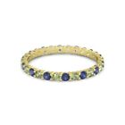 925 Sterling Silver Round Blue Sapphire Peridot Yellow Plated Band Ring
