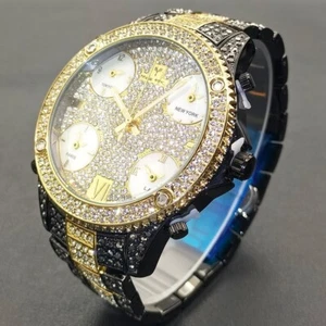 Reloj de lujo World Time Hip Hop Ice Out para hombre Iced King Bling impermeable diamante - Imagen 1 de 9