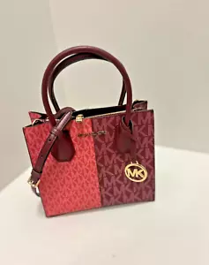 Michael Kors Medium Messenger Satchel Crossbody Bag Handbag MK Signature Purse - Picture 1 of 17