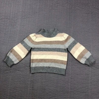 Baby Gap Sweater Girl 4 Years Toddler Gray Brown Striped Cotton Blend Mock Neck - Image 1 of 4