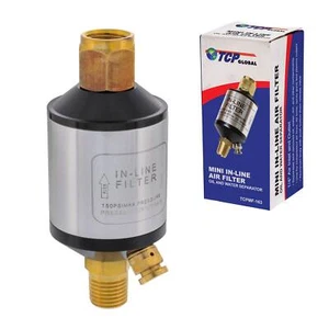 Mini In-Line Air Filter, Oil and Water Separator, Aluminum Body with Drain Valve - Picture 1 of 5