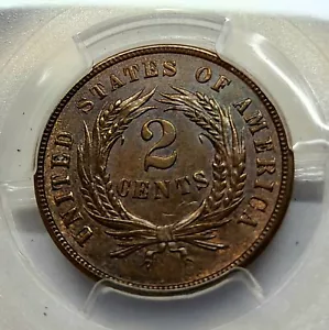 Choice 1865 2C Two Cent Piece PCGS MS64 BN, High Grade Beauty !!! - Picture 1 of 4