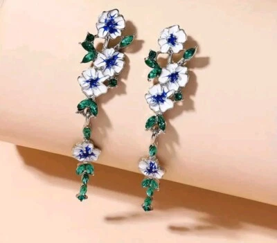 Осень серьги цветок синий модные ювелирные изделия новый Бесплатная доставка 2,5 дюйма - Изображение 1 из 2