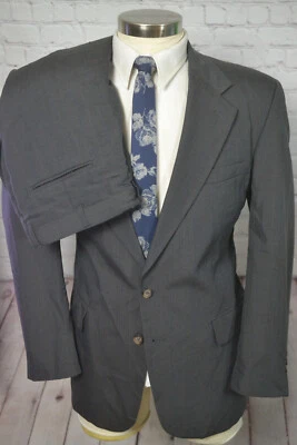 Stafford Mens Brown Wool Pinstripe 2 Piece Suit 42R Jacket 35x27 Pant - Image 1 of 4