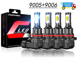 9005 9006 LED Headlights Kit Combo Bulbs 10000K High Low Beam Super White Bright - Picture 1 of 14