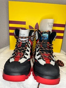 Addidas X Gucci Lace Up Boot Black Red, 721392 FAAXC 6544, Size 8+, NEW - Picture 1 of 5
