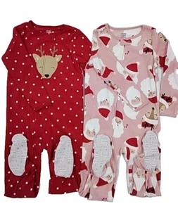 Carters Toddler Girls Fleece Lot 2  Christmas Holiday Print Pajamas Size 4T NEW - Picture 1 of 4