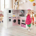 NNECW Kids Kitchen Pretend Play Set with Cookware & Apron