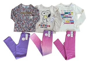NEW girl 7 & 7-8 LOT of 6 clothes 3x leggings 3x graphic tee - Picture 1 of 14