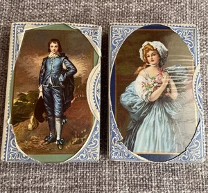 2x VINTAGE TAX WRAPPED THOMAS DE LA RUE PLAYING CARDS THE BLUE BOY & GIRL DUTY 3 - Picture 1 of 12