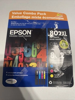 Auténtico paquete combinado EPSON 702 Value - 2 negro, cian, magenta, caja amarilla dañada Foto 1 de 3