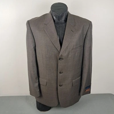 Tasso Elba Sportcoat 42S Men Angelico Super 120s Brown Wool 3-Butt Blazer Jacket - Image 1 of 4