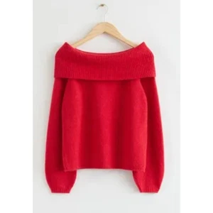 & Other Stories Sweater Women's XS Red Chunky Off Shoulder Wool Long Sleeve NWT - Picture 1 of 10