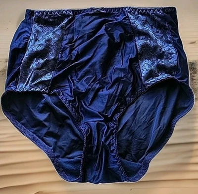 VTG Satin Panties Satin Brief Second Skin L SILKY BLUE - Image 1 of 3