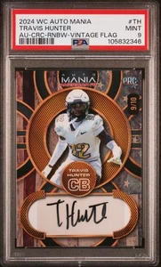 2024 Wild Card Auto Mania Travis Hunter Auto Vintage Flag /10 PSA 9 - Picture 1 of 2