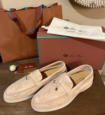 ¡NUEVO! Mocasines Loro Piana de gamuza de verano para hombre talla US 11,5 beige Foto 1 de 4