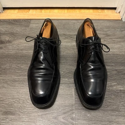 Salvatore Ferragamo Dress Shoes Mens 11 D Leather Oxford Lace Up Low Top Black - Image 1 of 4