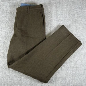 Woolrich Men’s Men’s 34x32 Big Horn Wool Olive Herringbone Straight Lined Pants - Picture 1 of 10