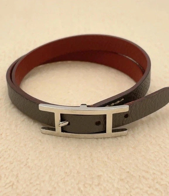 Подлинный Hermes Behapi двойной кожаный браслет с коробкой BA100490 - Изображение 1 из 4