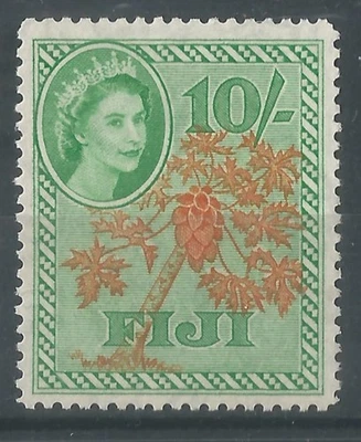 Fiji 1954 QEII SG 294 Papaya Tree high value mint 10/- sh UMM/VG like MNH - Image 1 of 2