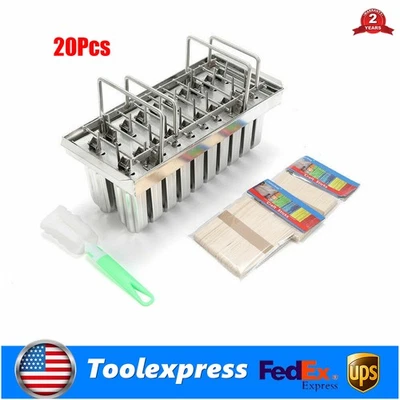 20x Moldes de Acero Inoxidable Ice Pop Lolly Paleta Helado Palo Soporte Molde Superior Foto 1 de 4