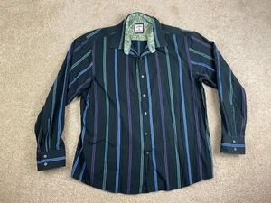 J.Garcia Button Up Hemd Herren XL Kragen Regular Fit Bündchen Streifen Schwarz - Bild 1 von 10