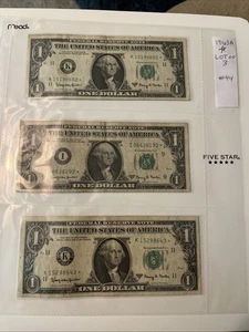 Lot Of 3 1963-A $1 Star Note Replacement Note Collectible Currency - Picture 1 of 12