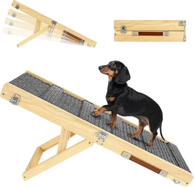 Wooden Dog Ramp Adjustable Folding Portable Ramp for small to medium dogs - Image 1 of 3