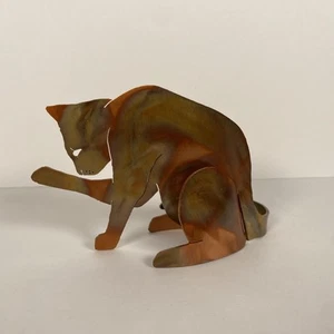 KÜNSTLER signiert "BCE" Laser Cut Kunst moderne Metallskulptur faulenzende Katze Figur - Bild 1 von 8