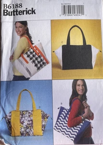 Sewing Pattern #B6188 Tote Bag with Four Style Designs Factory Fold - Picture 1 of 3