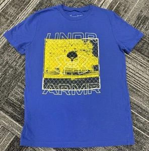 Under Armour Youth Medium Graphic T-Shirt Blue & Yellow Sports Tee - Picture 1 of 8