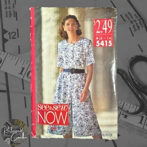 See & Sew Now 5415 Misses' Petite Top & Split Skirt Pattern Size 6-14 Unut 1990s - Picture 1 of 5