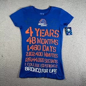 Boise State NWT Blouse Women's Small Blue Orange College "Bronco For Life" Shirt - Picture 1 of 12