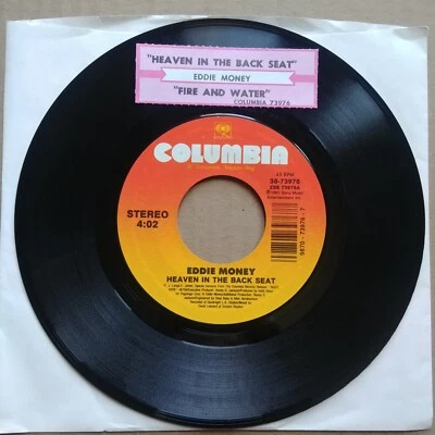 EDDIE MONEY Heaven In The Back Seat 45 7" POP ROCK Vinyl Record Columbia Records Foto 1 de 2