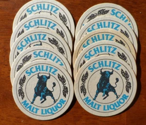 (10) VINTAGE UNUSED SCHLITZ MALT LIQUOR BEER COASTERS BC-13 - Picture 1 of 2