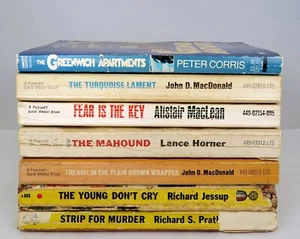 Fawcett Gold Medal Lot of 7 Vintage 1950s-1980s Paperbacks Pin-Up Adventure - Imagen 1 de 7