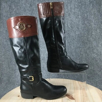 Botas Liz Claiborne Mujer 8 M de Alto Montar Cuero Negro Cremallera Lateral Tacones Cubanos Foto 1 de 4