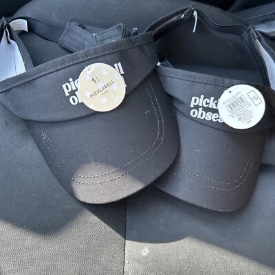 Pickleball Obsessed Tennis Visors (set of 2) Black One Size Fits All Hat - NWT - Image 1 of 4