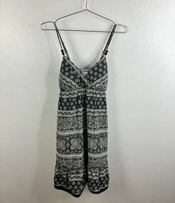 Vestido LEI Babydoll Sin Mangas Talla L Gris Y2K Boho Tribal Playa Vacaciones Hada Foto 1 de 4