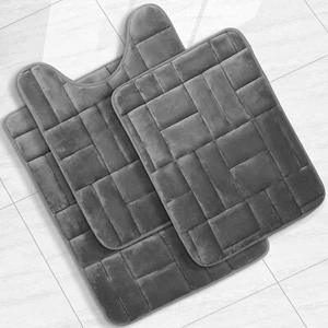 Velvet Memory Foam Bathroom Rugs Ultra Soft Bath Mat Rug Non Slip Tile Design - Picture 1 of 56