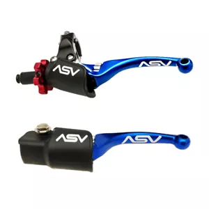 ASV F4 Front Brake Pro Clutch Perch Levers Blue Pair Dust Covers Blaster 95+ - Picture 1 of 4