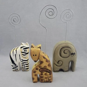Pier 1 Wild African Animal Wood Photo Memo Note Holders Zebra Elephant Giraffe - Picture 1 of 14