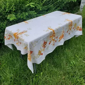 Picknickkorb Gläser Gemüse Tischdecke beige orange Vintage 67""x52"" rechteckig - Bild 1 von 9
