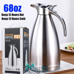 68Oz (2 L) Stainless Steel Vacuum Insulated Thermal Coffee Carafe Water Pitcher - Picture 1 of 15