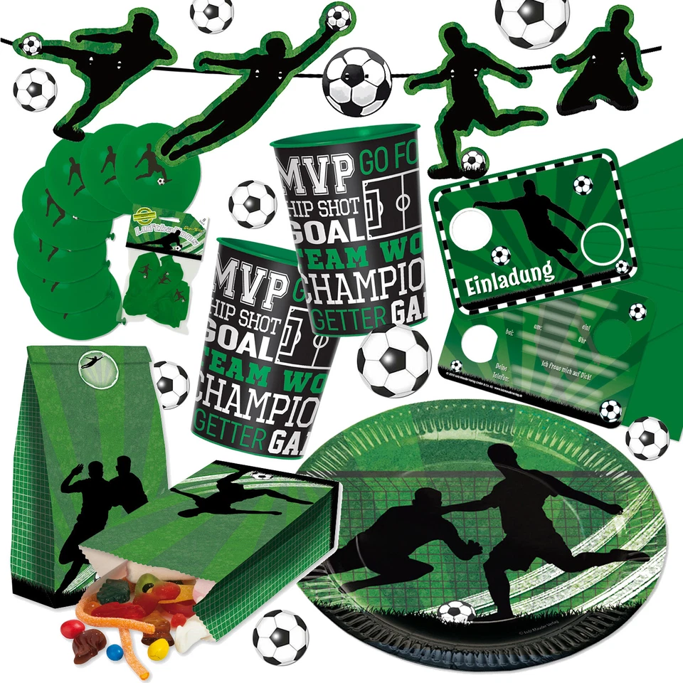 FUSSBALL - Geschirr Deko Fußball Mottoparty Kindergeburtstag Party Fussballparty - Bild 1 von 1
