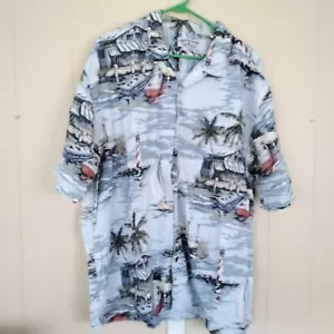 Boca Classics Blue Men's Short Sleeve Shirt Size XXLT Lighthouse/Dock Print - Picture 1 of 6