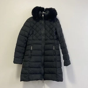 Parka para mujer Tommy Hilfiger negra ligera talla S capucha forrada de piel sintética - Imagen 1 de 24